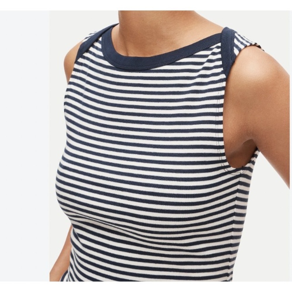 J.Crew Striped Boatneck Sleeveless Cotton Tank Top Size Medium Navy White